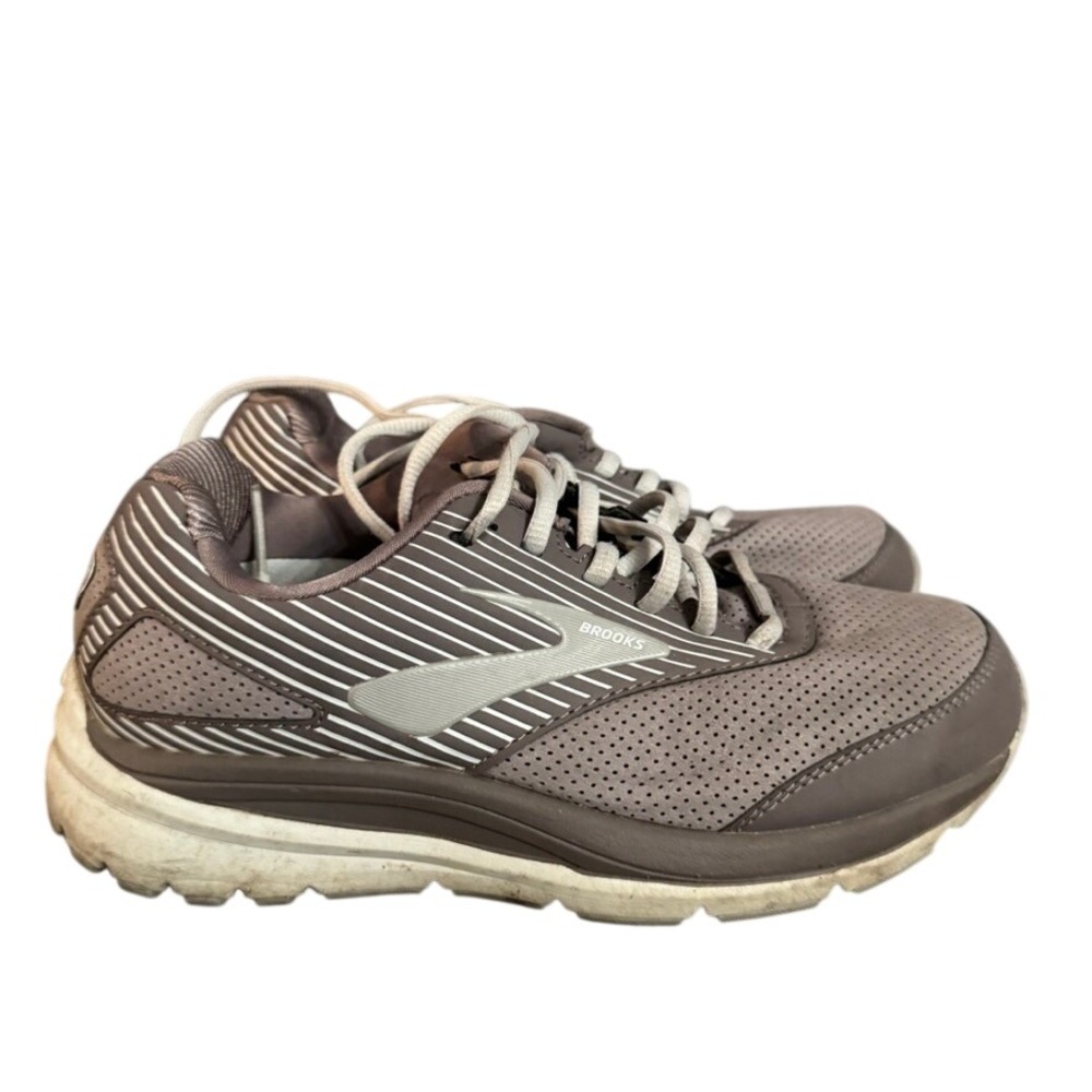 Brooks Addiction Walker 2 Grey Leather Slip Resistant Walking Shoes Women 7
